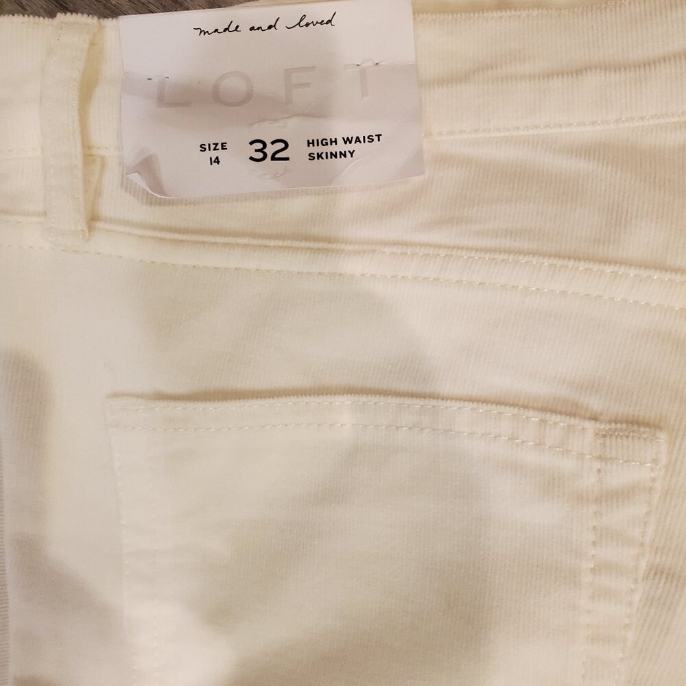 EUC Loft White Corduroy pants, 14/32 High Waist